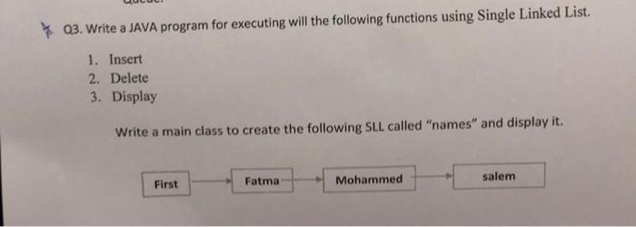  03. Write a JAVA program for executing will the following functions