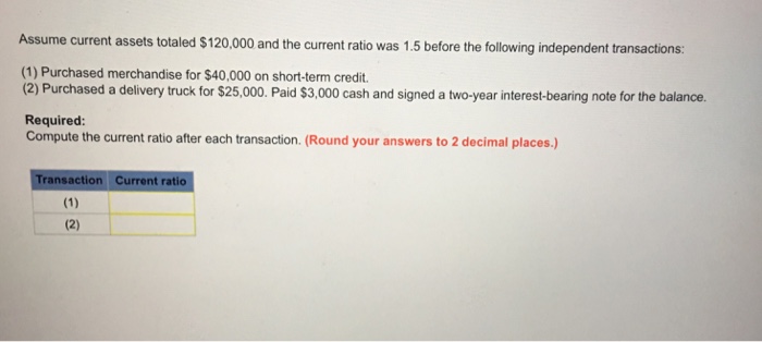 Can someone help with this question Assume current assets totaled $120,000 and
