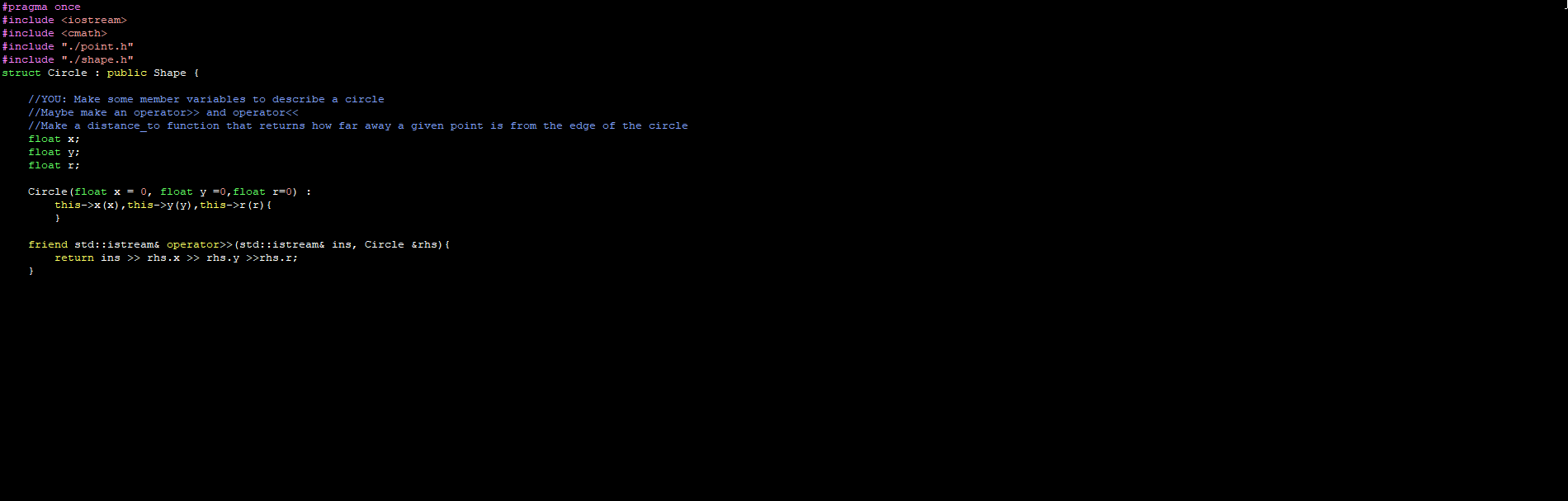 function using Inheritance. Using whatever that is in my circle header to