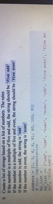  Python 9. Create a list of strings based on a list