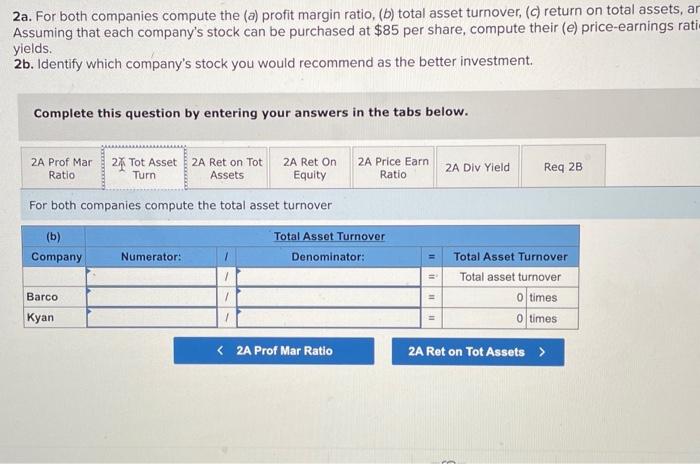 financial statements of two companies competing in the same industry follows. Problem