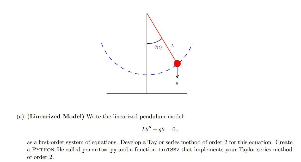 amplitude oscillations of the pendulum), this equation can be linearized (sin(0) -