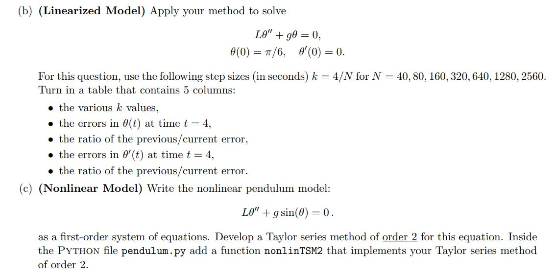 0) to give L" +90 = 0. Consider a pendulum whose length