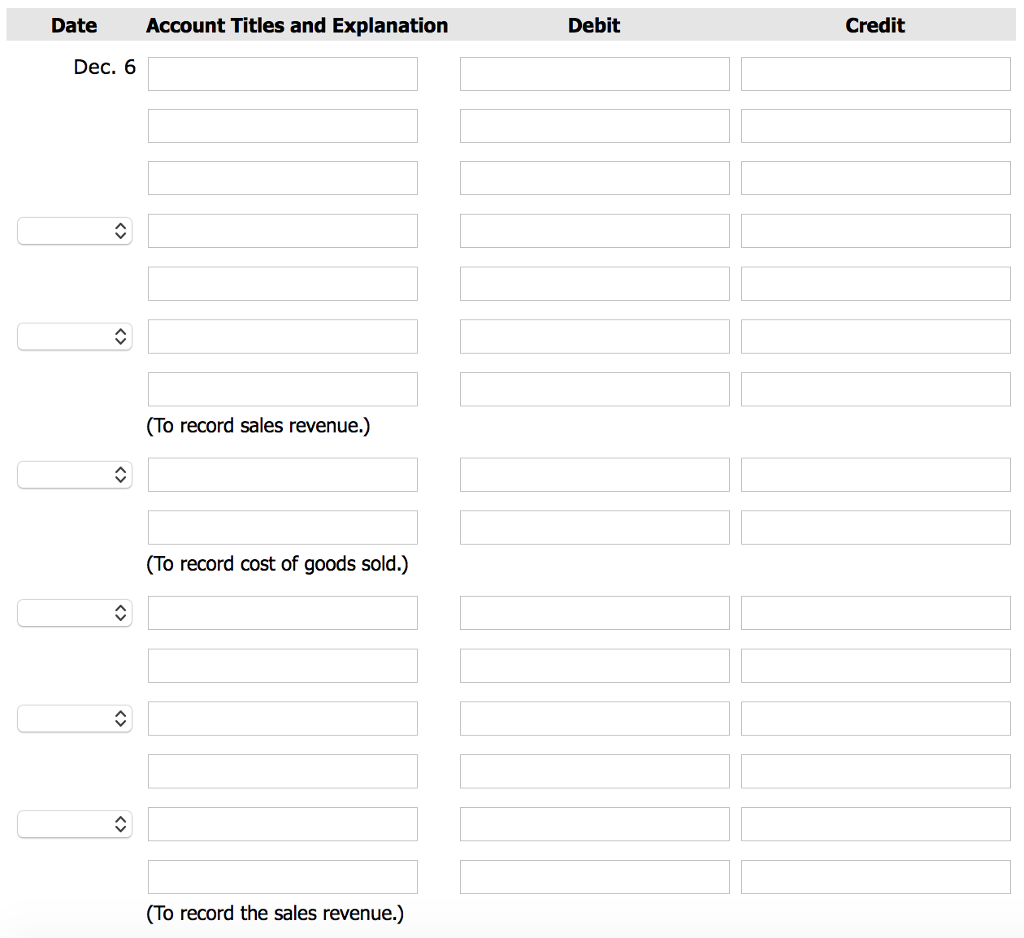 Enter the December 1 balances in the ledger T-accounts and post the