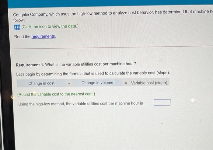 Requirements 1.100 Month Total Cost January...... 3.410 February $ 3.720 March $