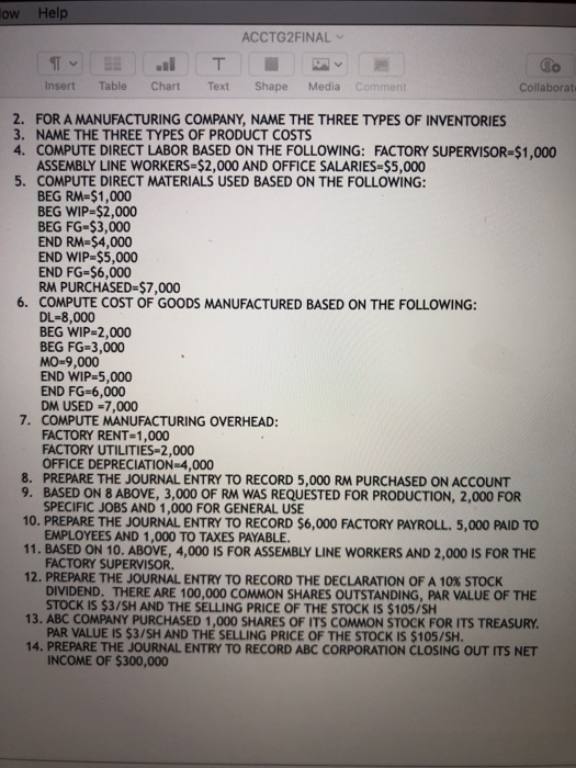  low Help ACCTG2FINAL Ov T Insert Table Chart Text Shape Media