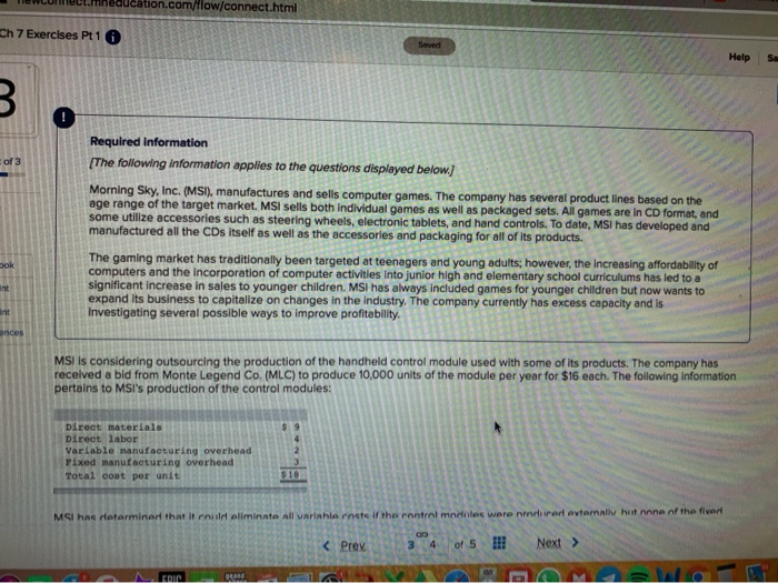  education.com/flow/connect.htm Ch 7 Exercises Pt16 Help Required information The following information