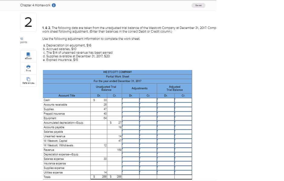  Chapter 4 Homework 2 1. & 2. The following data are