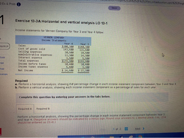  52F%252Fims.mheducation.com%252Fmg 3 Ex & Prob Saved 1 Exercise 13-3A Horizontal and