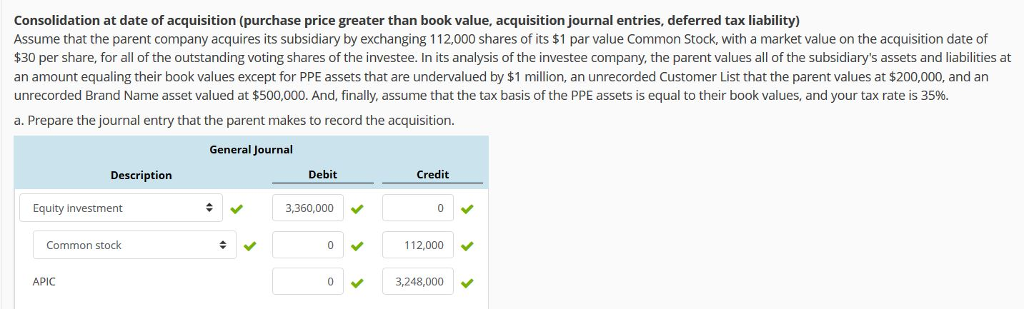  How is Goodwill calculated for this problem? Consolidation at date of