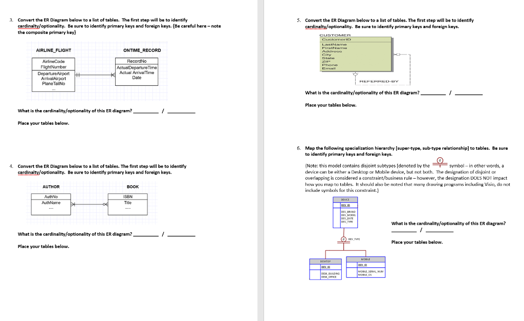 a list of tables. The first step will be to identify Mapping