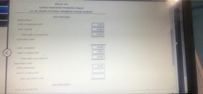 manufactures bicycle frames in two departments: cutting and welding. Manzer uses the