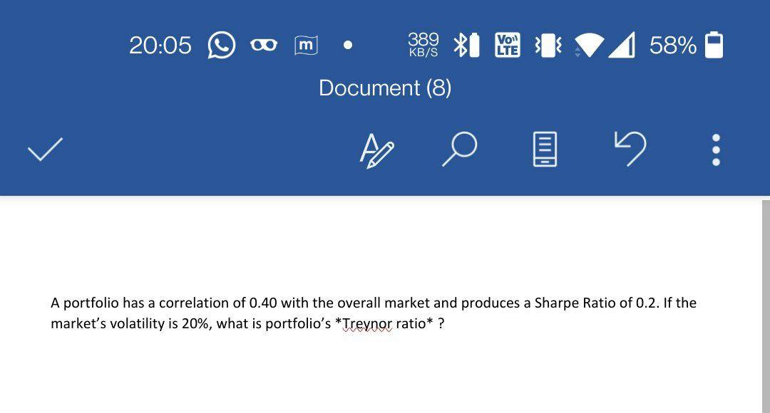 20:05 8 m 389 KB/S Von LTE 58% Document (8) A