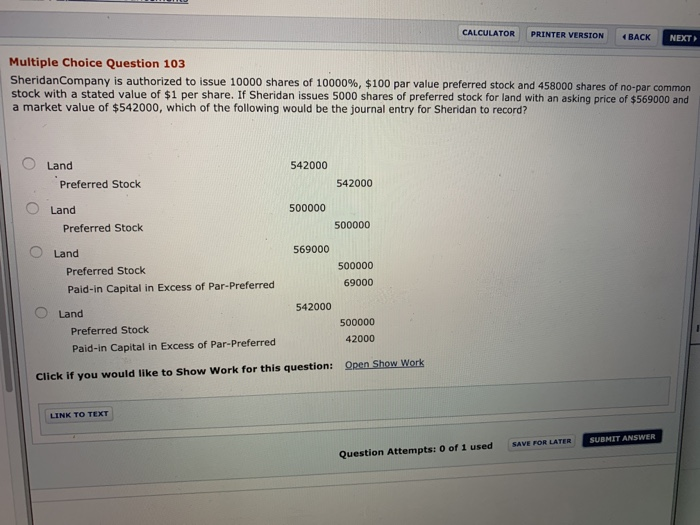  Multiple choice question CALCULATOR PRINTER VERSION BACK NEXT Multiple Choice Question
