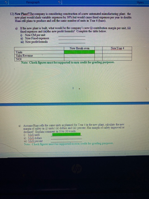 unit (include S&A!!) c) Contribution margin per unit d) Contribution margin percentratio
