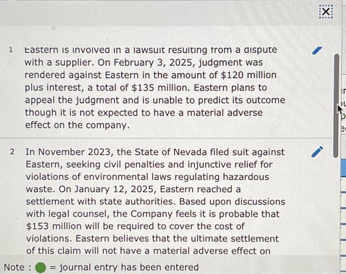 the 2024 financial statements are issued on March 15, 2025. a. Eastern