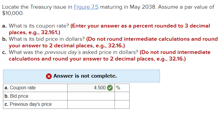 FIGURE 7.5 Sample Wall Street Journal U.S. Treasury Note and Bond Prices