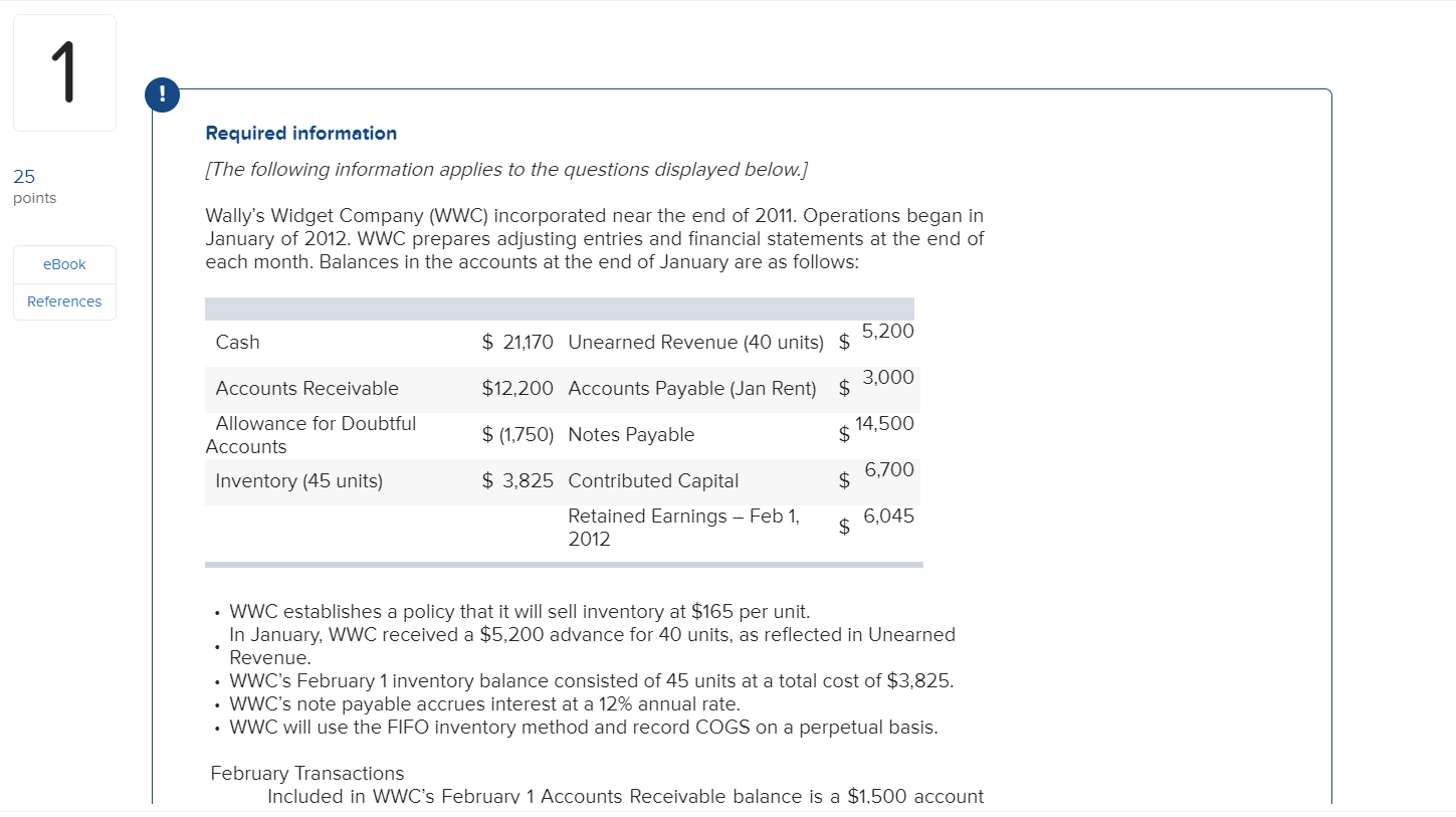 Please help me make the following: Required: 1-a. Prepare all February