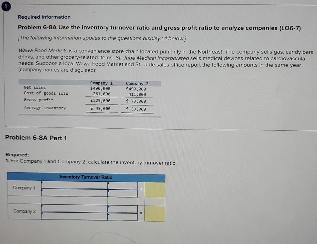  Need help filling chart Required information Problem 6-8A Use the inventory