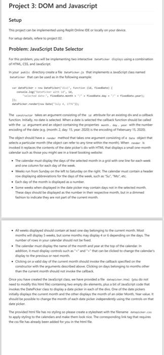 urgent Project 3: DOM and Javascript Setup This propect can be inplemented