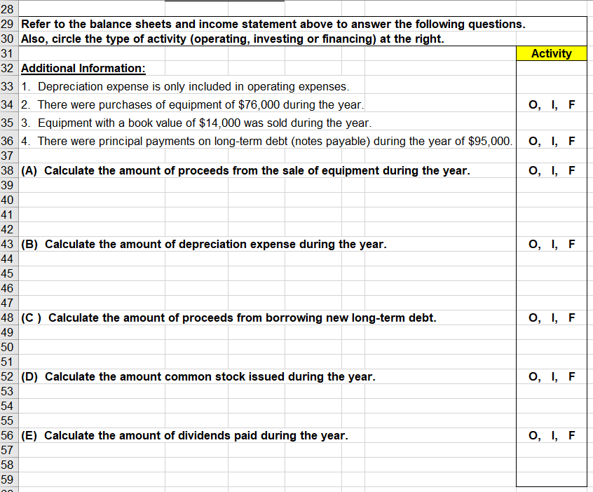 Cash Flow Statement Amount Calculations - Chapter 15 Beginning End of year