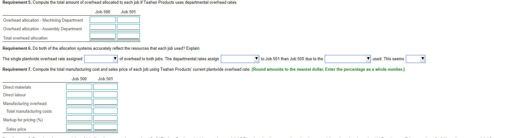 Products' current plantwide overhead rate. 2. Compute refined departmental overhead rates. 3.
