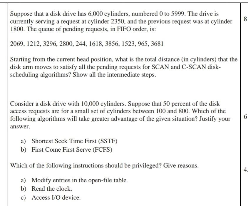 This question is from Operating System. Suppose that a disk drive has