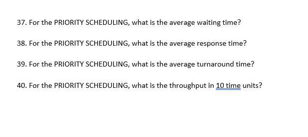chart of the Round-Robin scheduling algorithm (Q=3) 6. For the FCFS, what