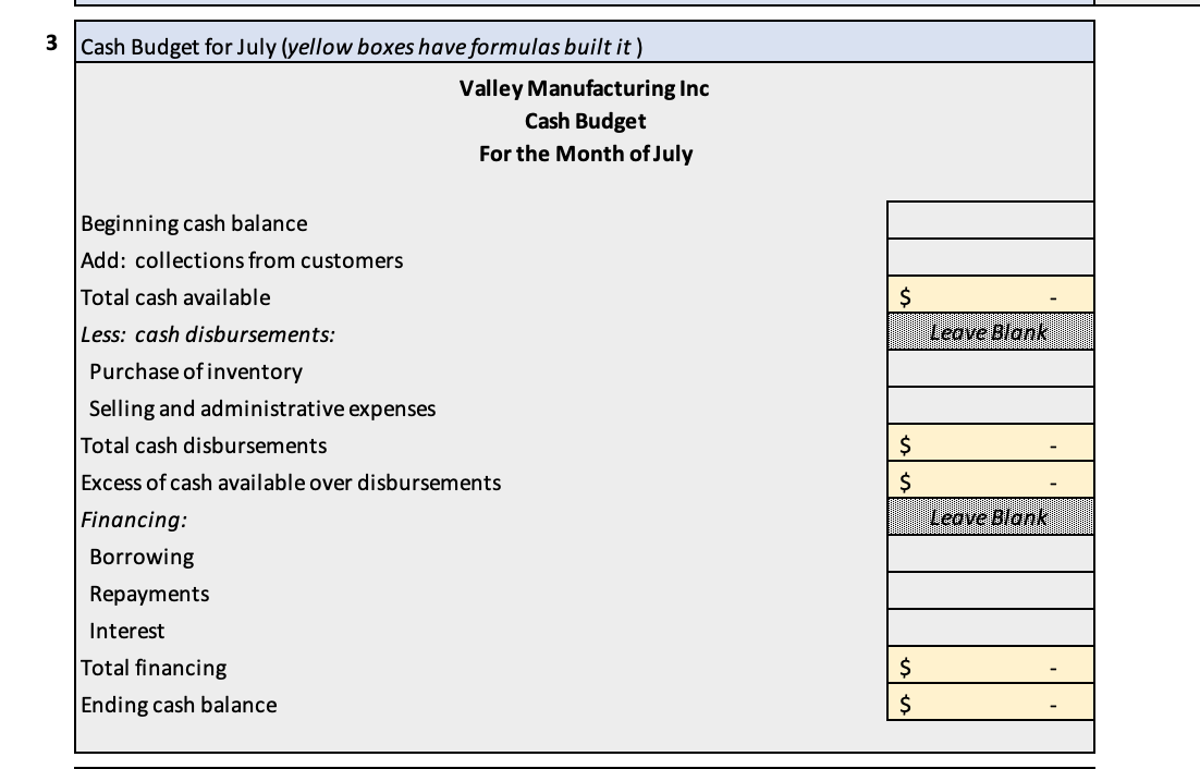 sales for July and August are $345,000 and $315,000 respectively Each month's