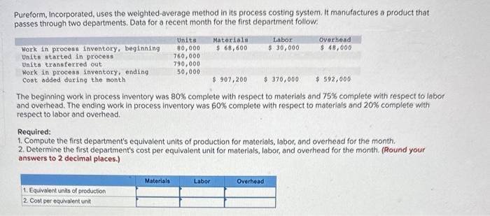 please 1 and 2 Pureform, Incorporated, uses the weighted-average method in its