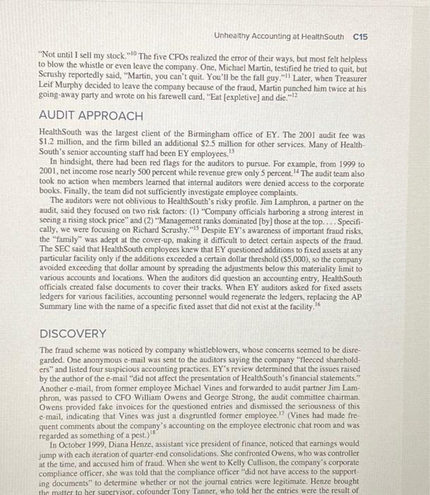 Accounting Standards In 1996, key executives of HealthSouth, one of the nation's