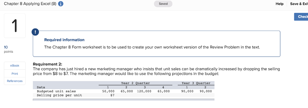  Chapter 8 Applying Excel (B) i Save & Exi Saved Help