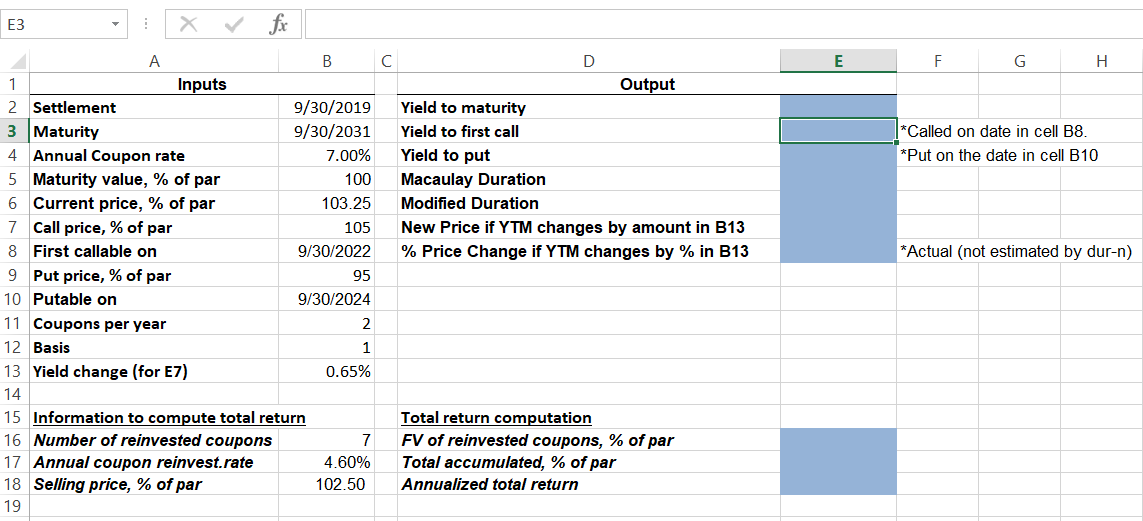 Use Excel functions whenever possible. Refer to cells rather than input numerical