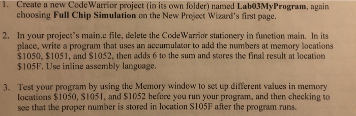  1. Create a new CodeWarrior project (in its own folder) named