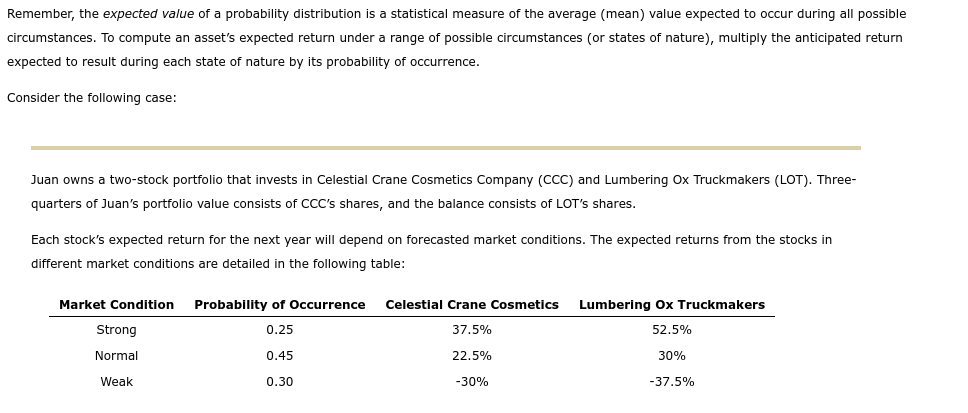 2. Statistical measures of stand-alone risk Remember, the expected value of a