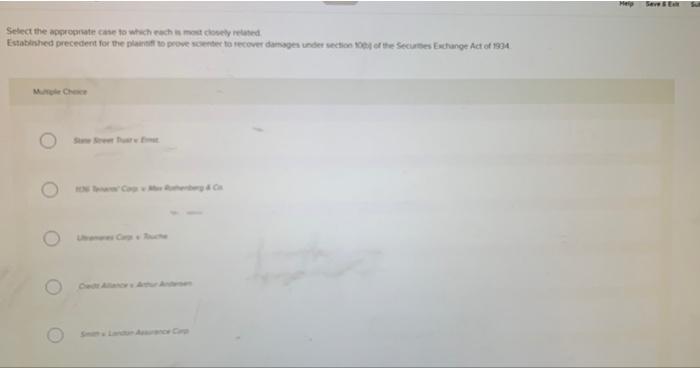  Select the appropriate case to which each otcovered Established precedent for