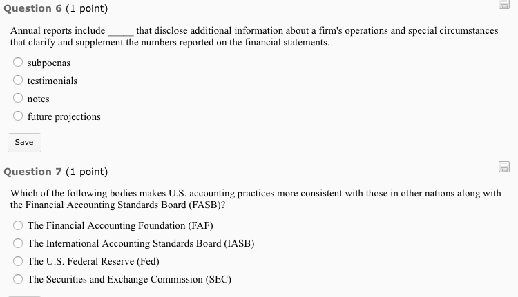  Annual reports include _________________ that disclose additional information about a firm's