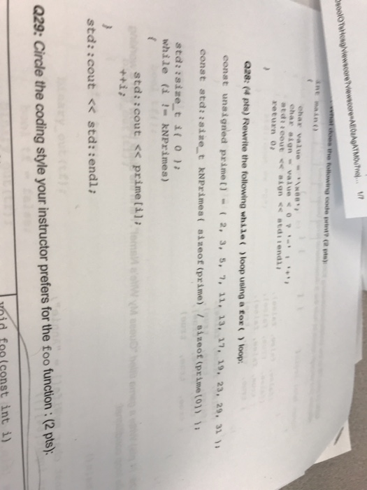  1/t return o a2e: (4 pts) Rewrite the following whileloop using
