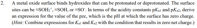 A metal oxide surface binds hydroxides that can be protonated or