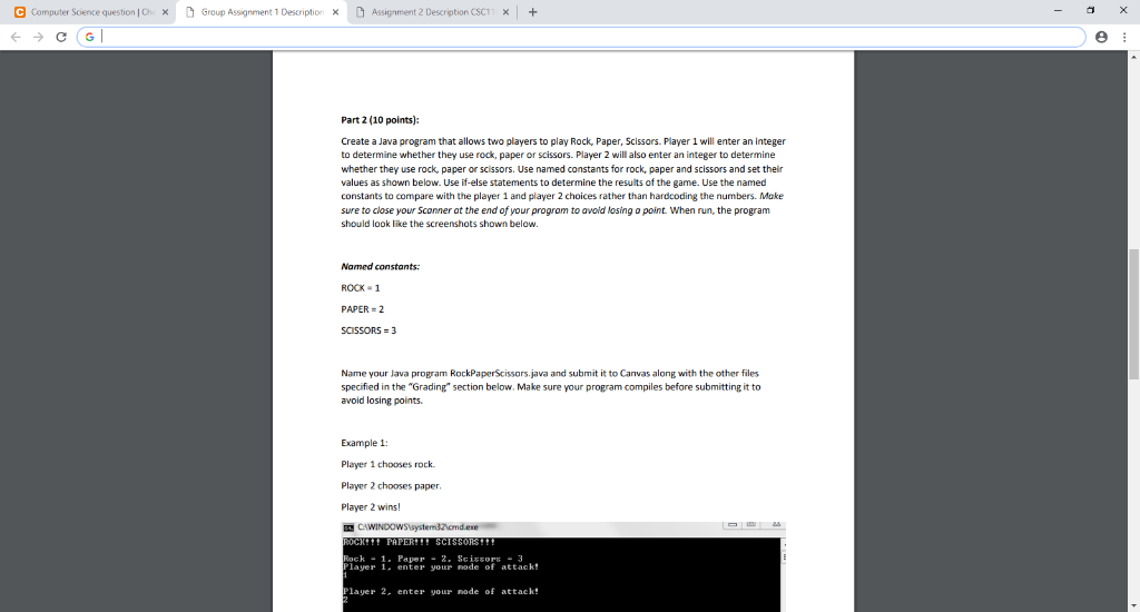 e Computer Science question D Group As gnment 1 Descriptor Assgnment