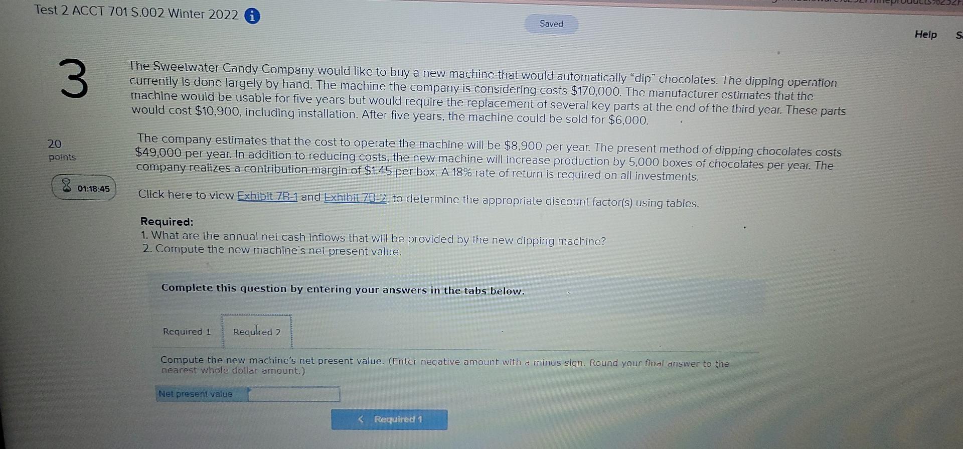 Exit 3 The Sweetwater Candy Company would like to buy a new