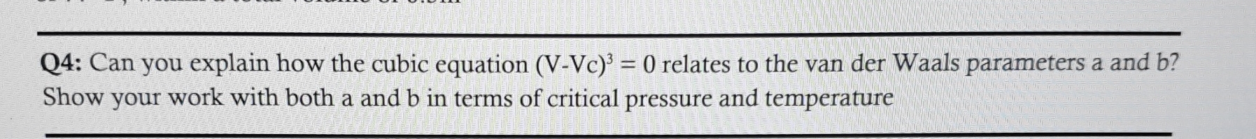  Q4: Can you explain how the cubic equation (V-Vc)3=0 relates to