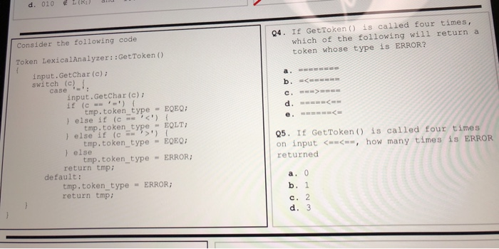 Question 4 and 5. Please explain why, thank you! Consider the following