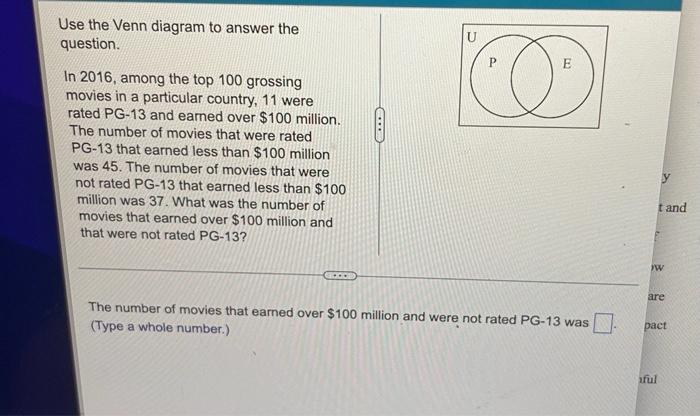  Use the Venn diagram to answer the question. P E E