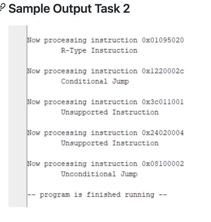 on opcode and print message # Do not remove this line #