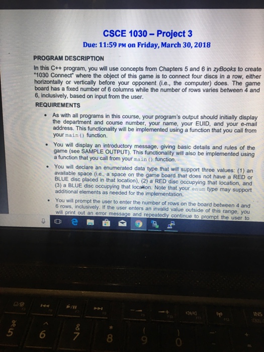  Please include algorithm CSCE 1030-Project 3 Due: 11:59 PM on Friday,