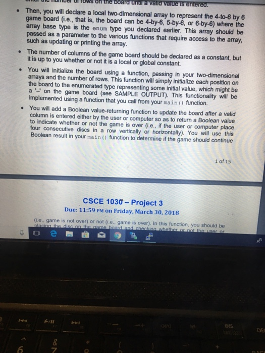 March 30, 2018 PROGRAM DESCRIPTION In this C++ program, you will use