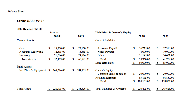 financial statements for 2009 as your 'base', assume that Luxio's sales are