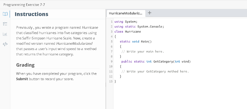 C# Programming Exercise -1 | Instructions HurricaneModulariz.. + 1 using Systen; Previously,