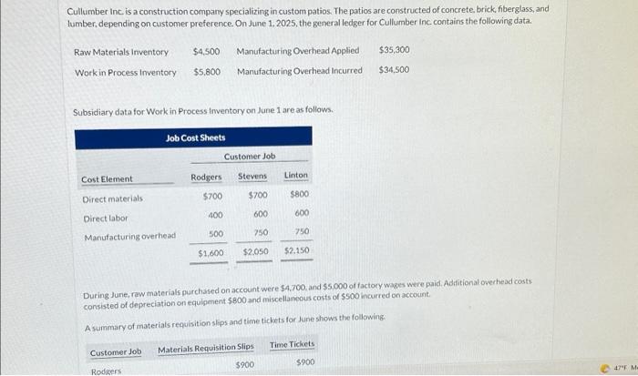  please solve Eecondie the talance in Work in Process invertary with